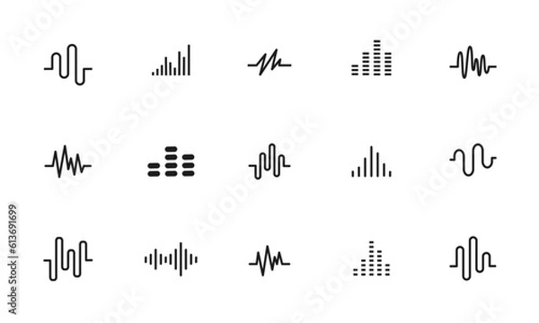 Obraz 音波のアイコンセット/音声/振動/録音/周波数/イラスト/ベクター/要素