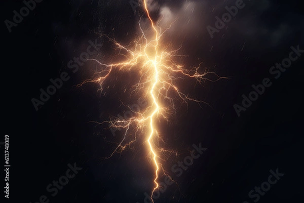 Fototapeta Flash of lightning on dark background. 