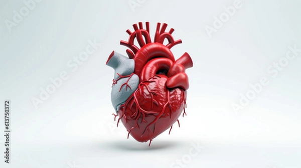 Obraz heart model on white background. Generative Ai. 