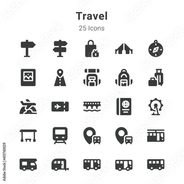 Fototapeta 25 icons collection on travel and related topic