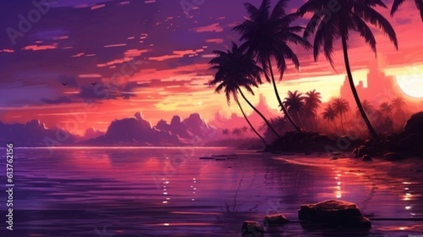 Obraz beautiful sunset on the beach