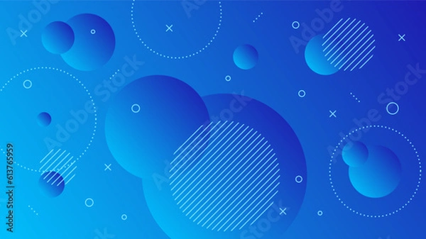 Obraz Modern Abstract Background with Motion Round Retro Memphis and Blue Gradient Color