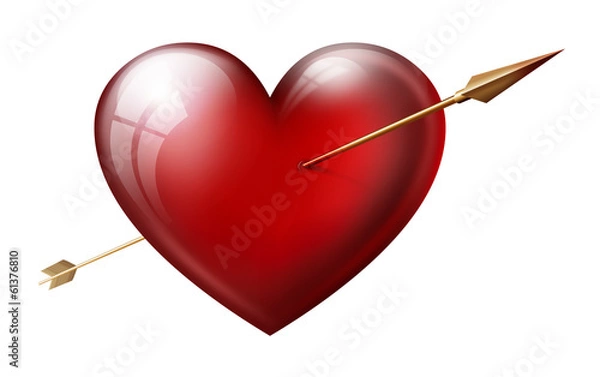 Obraz big heart with arrow isolated on white background