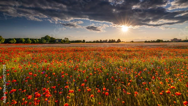 Obraz Mohnfeld in schöner Stimmung