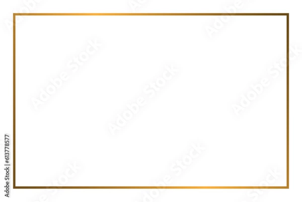 Fototapeta Luxury gold border isolated on transparent background. Glowing gradient effect rectangle curve frame. Vector illustration.