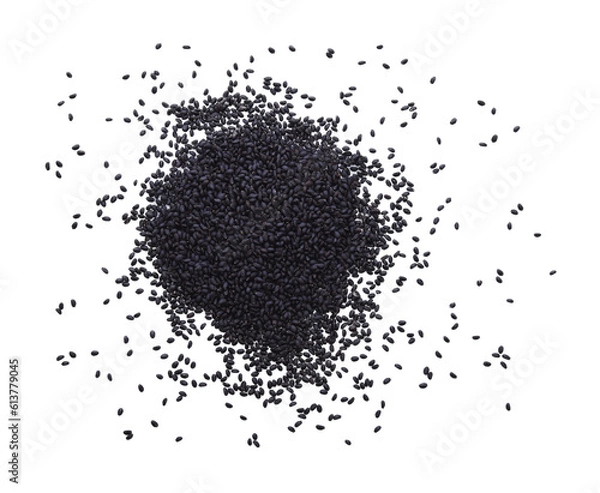 Obraz Pile of organic black sesame seeds isolated  transparent png
