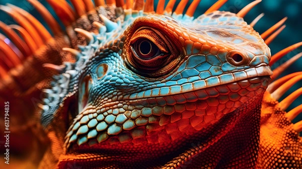 Fototapeta Ultra-Detailed Iguana with Complicated Patterns 8K - Generated AI