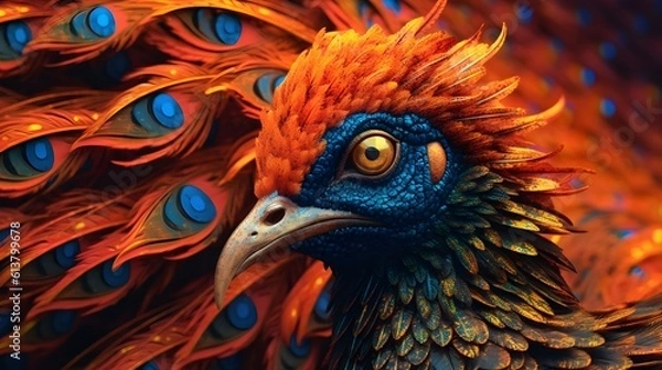 Fototapeta Firebird with Complicated Patterns - Generated AI