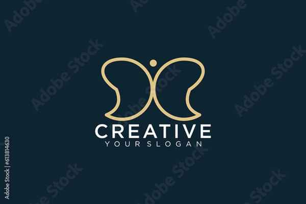 Obraz Butterfly logo. Luxury line logotype design. Universal premium butterfly symbol logotype.