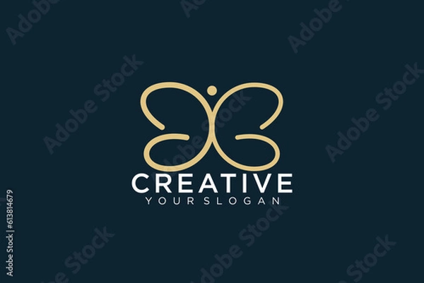 Obraz Butterfly logo. Luxury line logotype design. Universal premium butterfly symbol logotype.