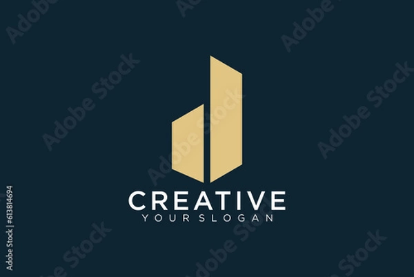 Obraz D letter vector line logo design. Creative minimalistic logotype icon symbol.