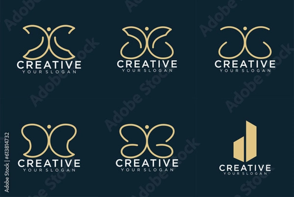 Obraz set of creative abstract monogram logo design.