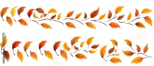 Fototapeta Set of Autumn leaves in the wind on white background, Autumn leaves Set, generative AI