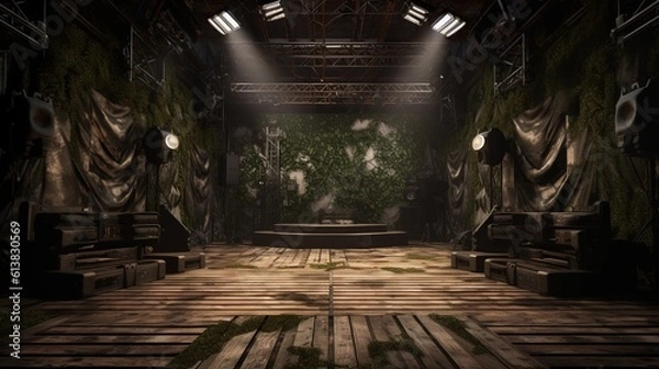 Obraz A beautiful gamer bunker background with space to promote products and services. War Games concept. Camouflage Style. Create with generative ai.
