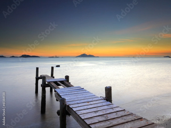Fototapeta Wooden bridge with seascape