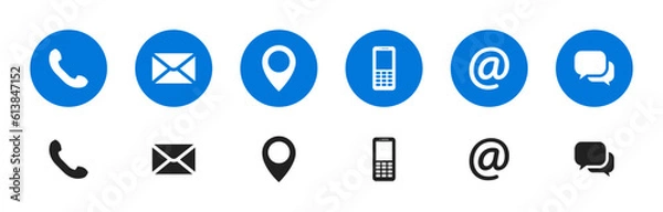 Obraz Contact us icon set. Communication signs. Vector