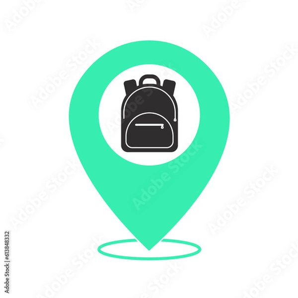 Fototapeta green location backpack icon