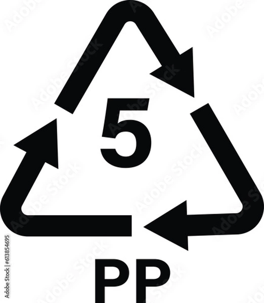 Obraz Plastic recycling symbol PP 5 vector illustration. Plastic recycling code PP 5