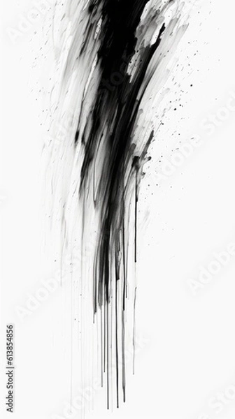 Fototapeta Abstract ink black strokes. Generative AI