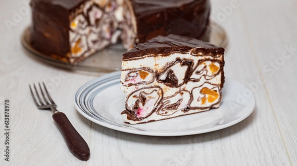 Obraz Chocolate Fruit Pancake Cake