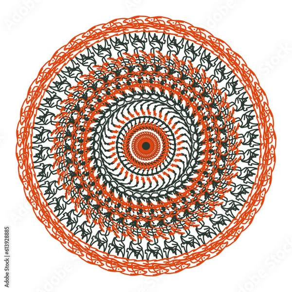 Fototapeta Red mandala, meditation design. Creative drawing can be used for coloring books, tattoos, and mehendi.
