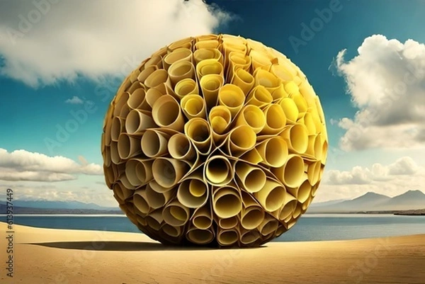Obraz abstract bee hive globe. Generative AI 