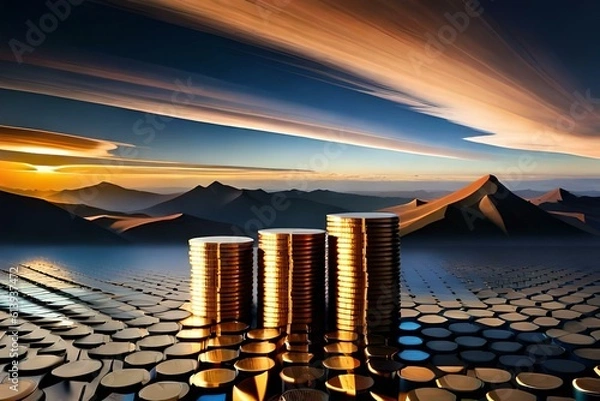 Obraz money coins, concept saving money for investment ,financial plan 04. Generative AI