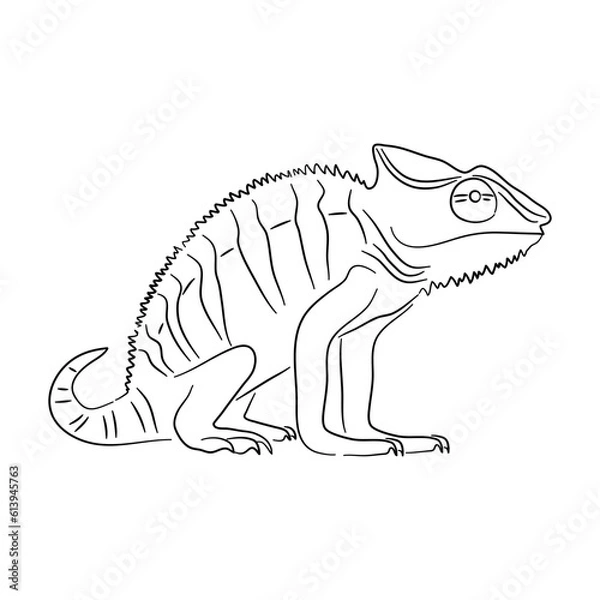 Obraz Silhouette of a Chameleon made in sketch style. Vector illustration.