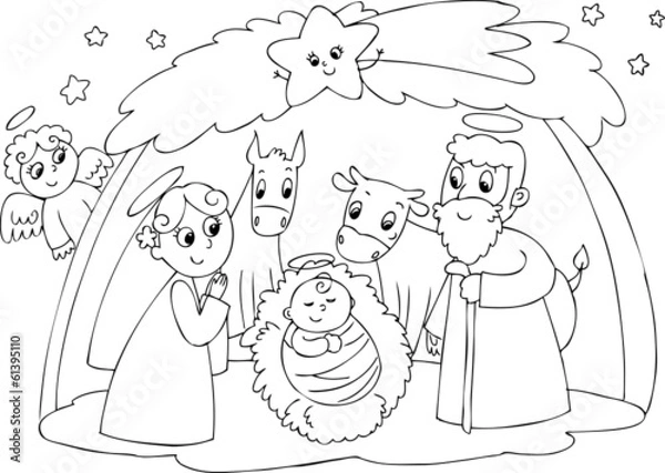 Obraz Nativity: Mary Joseph and Jesus