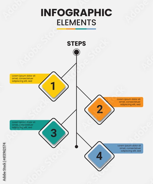 Obraz 4 Steps tree shape infographic template design