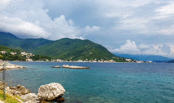 Fototapeta A beautiful view of the sea coast, the mountains are an ideal place for summer vacation. Adriatic Sea.