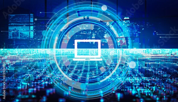 Obraz Data Encryption, Network Security Technology Digital Data Abstract Background, Data Analysis and Access to Digital Data, coding, programming, IT, technology background with binary code Background  