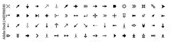 Obraz Arrows set. Arrow for the website and app. Line with Editable stroke. Cursor. Different directions. Vector
