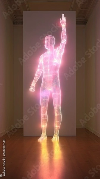 Obraz Silhouette of a person. AI generated art illustration.