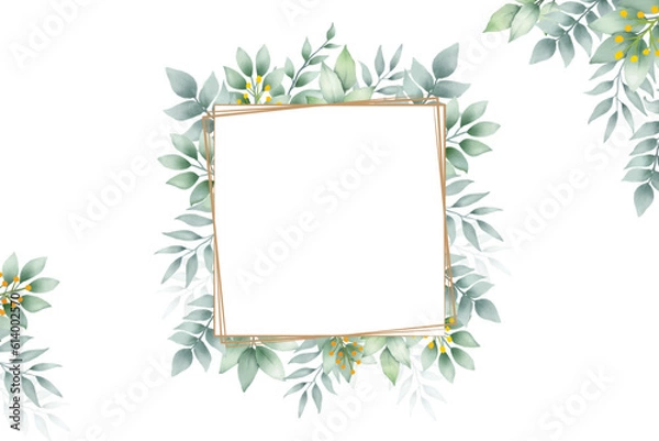 Fototapeta hand draw green leaves watercolor background