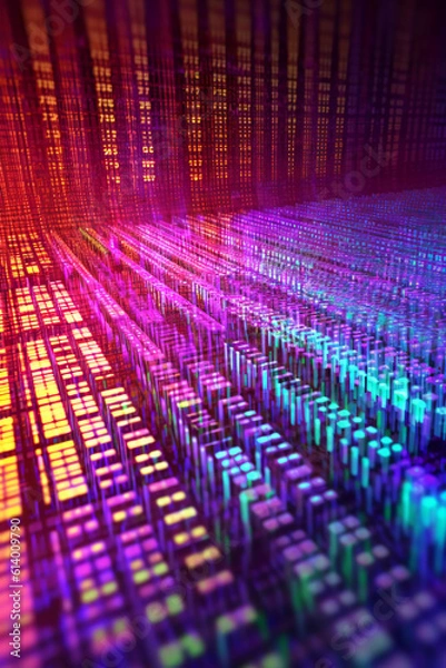 Obraz Binary code on a holographic background. AI generative