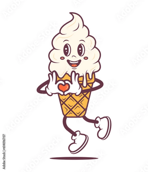 Obraz Ice cream cartoon character concept. Vector illustration isolated on a white background