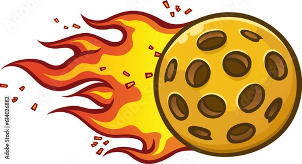 Fototapeta Shape Export at 96 DPIPickleball fireball rocket zooming at supersonic speed with high energy and a tail of flames from a powerful serve on the courts