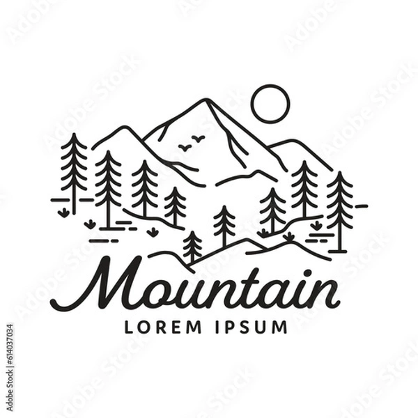 Obraz outdoor mountain logo monoline vector design