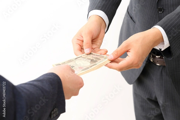 Obraz お金を渡す男性