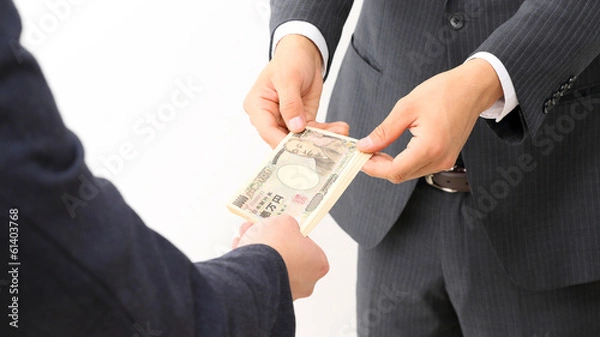 Obraz お金を渡す男性