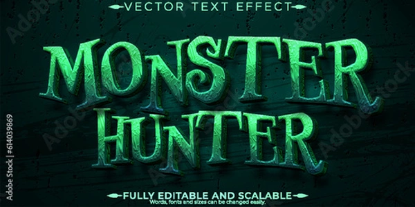 Fototapeta Monster hunter text effect, editable horror and scary text style