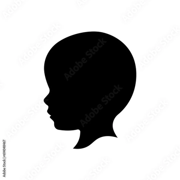 Fototapeta Child head silhouette vector isolated on white background.
