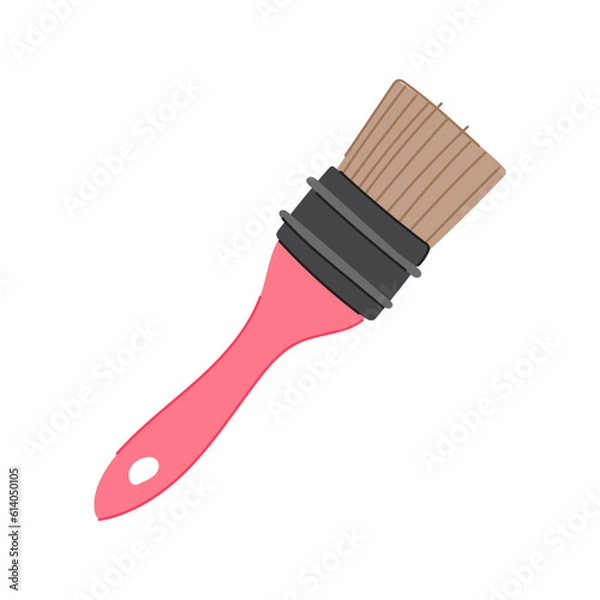 Fototapeta object brush paint tool cartoon. wood red, watercolor work object brush paint tool sign. isolated symbol vector illustration