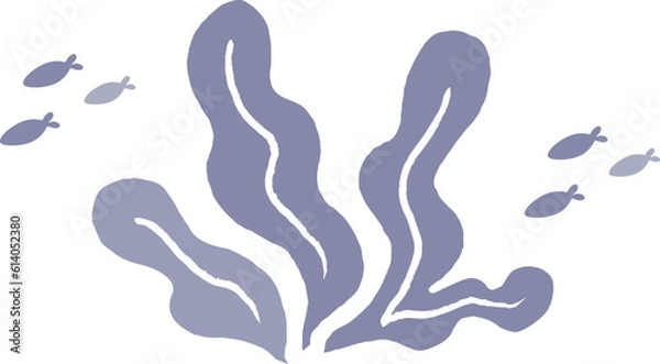 Obraz 水中の魚と海藻のイラスト