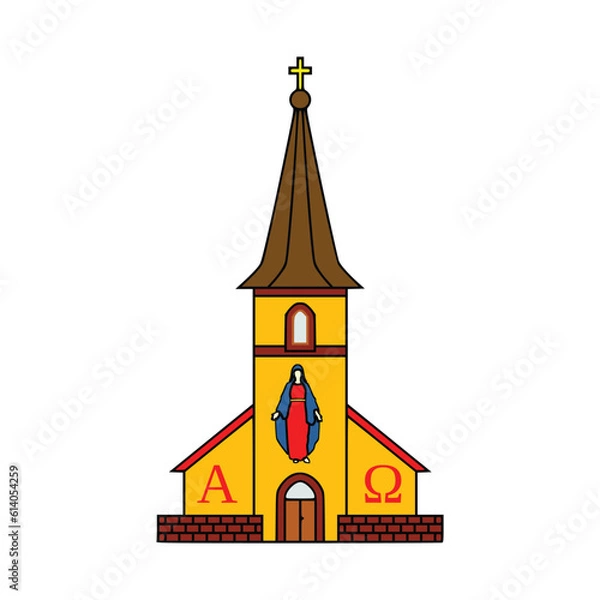 Fototapeta Church icon in flat style isolated on white background. Religion symbol stock vector illustration.