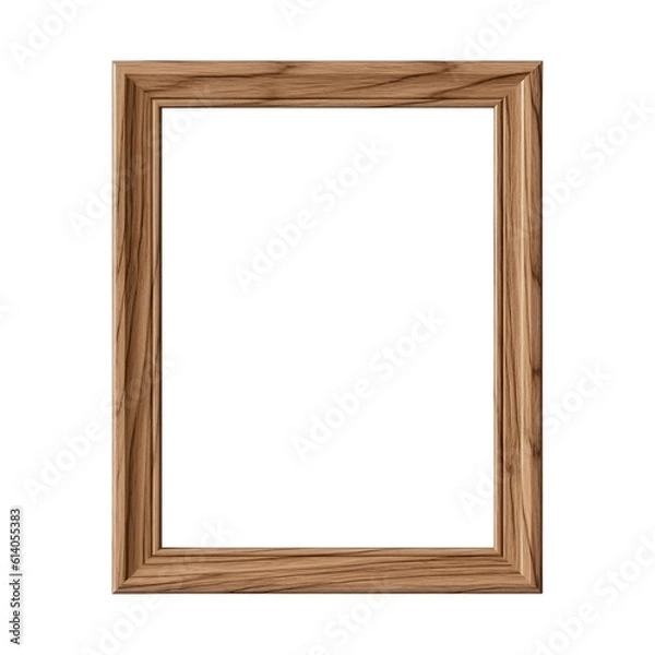 Fototapeta Natural wood frame isolated on transparent background. Portrait vertical rustic oak wooden frame mock up for poster, photo, art, image, picture, wall art, text, product mockup. generative ai