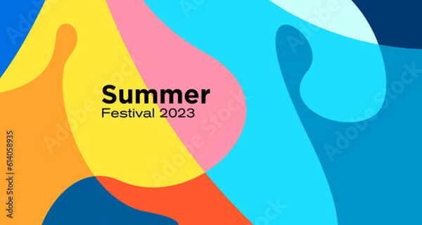 Fototapeta Vector colorful abstract fluid background for summer festival 2023