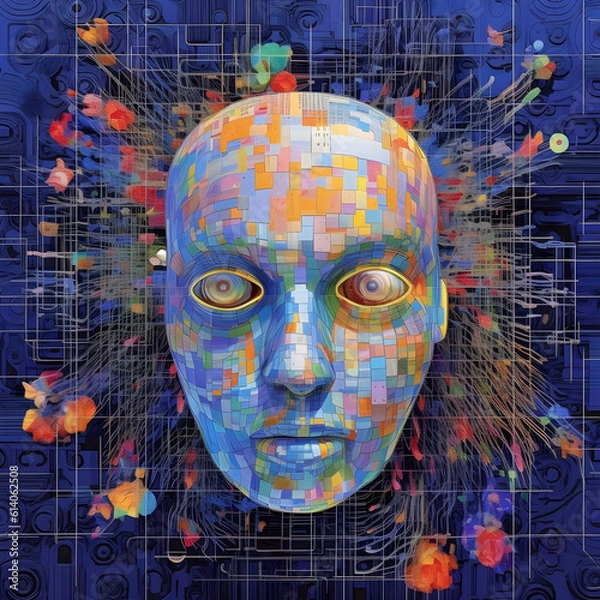 Fototapeta person in a mask colorful art, Generative AI