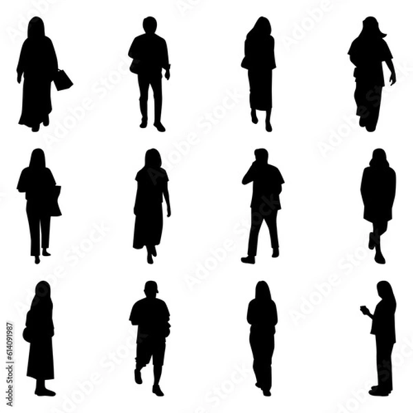 Fototapeta Vector Collection Set of Casual People Silhouettes